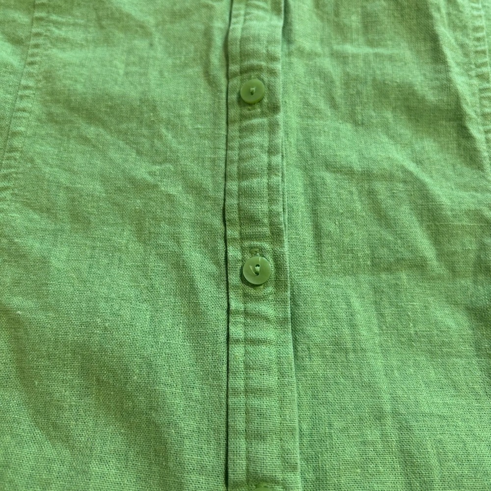 Jaclyn Smith Womens XL Green Button Front 3/4 Sleeve Blouse Linen Look Top - Picture 7 of 10
